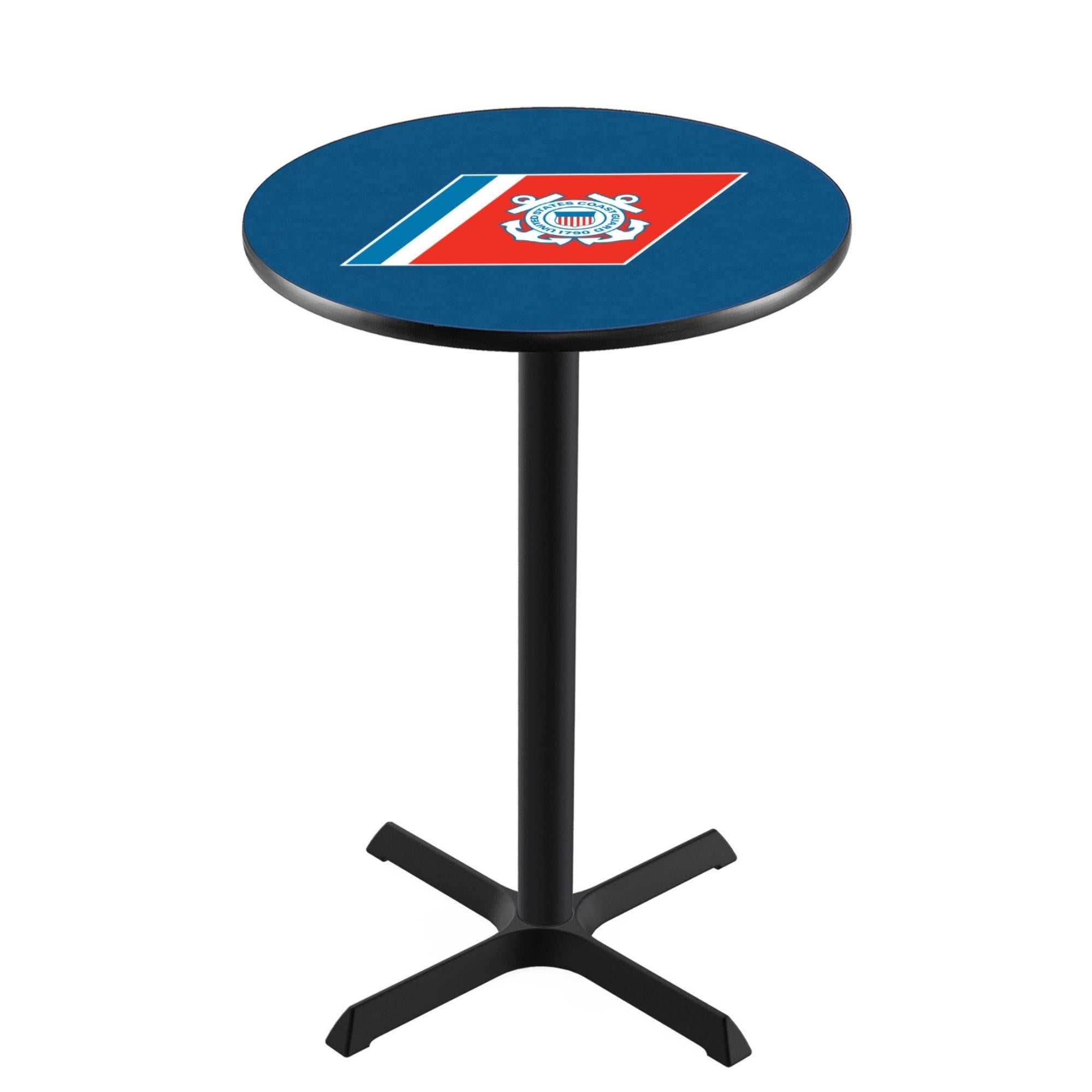 Coast Guard Seal Pub Table with X-Style Base (Black)