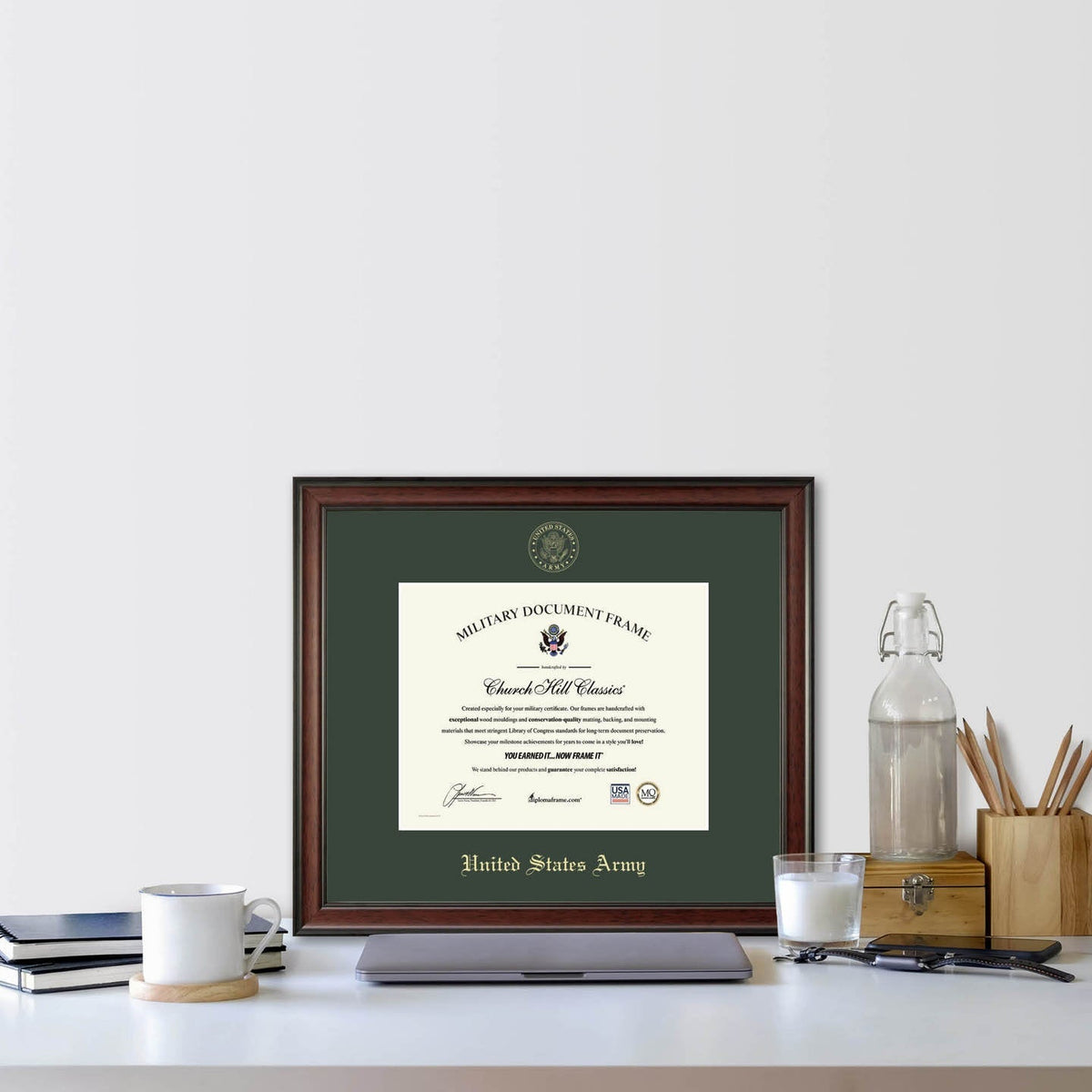 United States Army Gold Embossed Studio Certificate Frame (Horizontal)