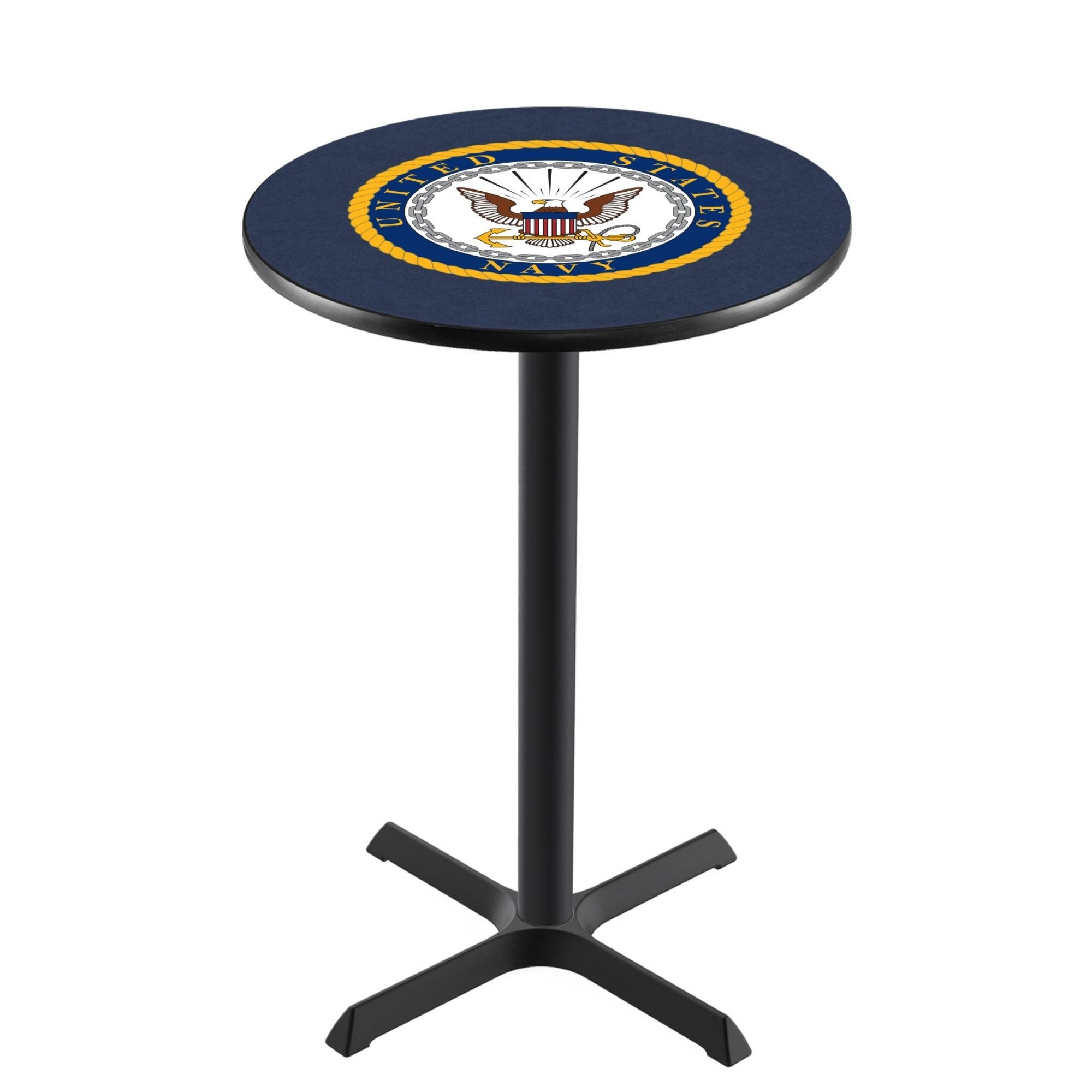 Navy Eagle Pub Table with X-Style Base (Black)