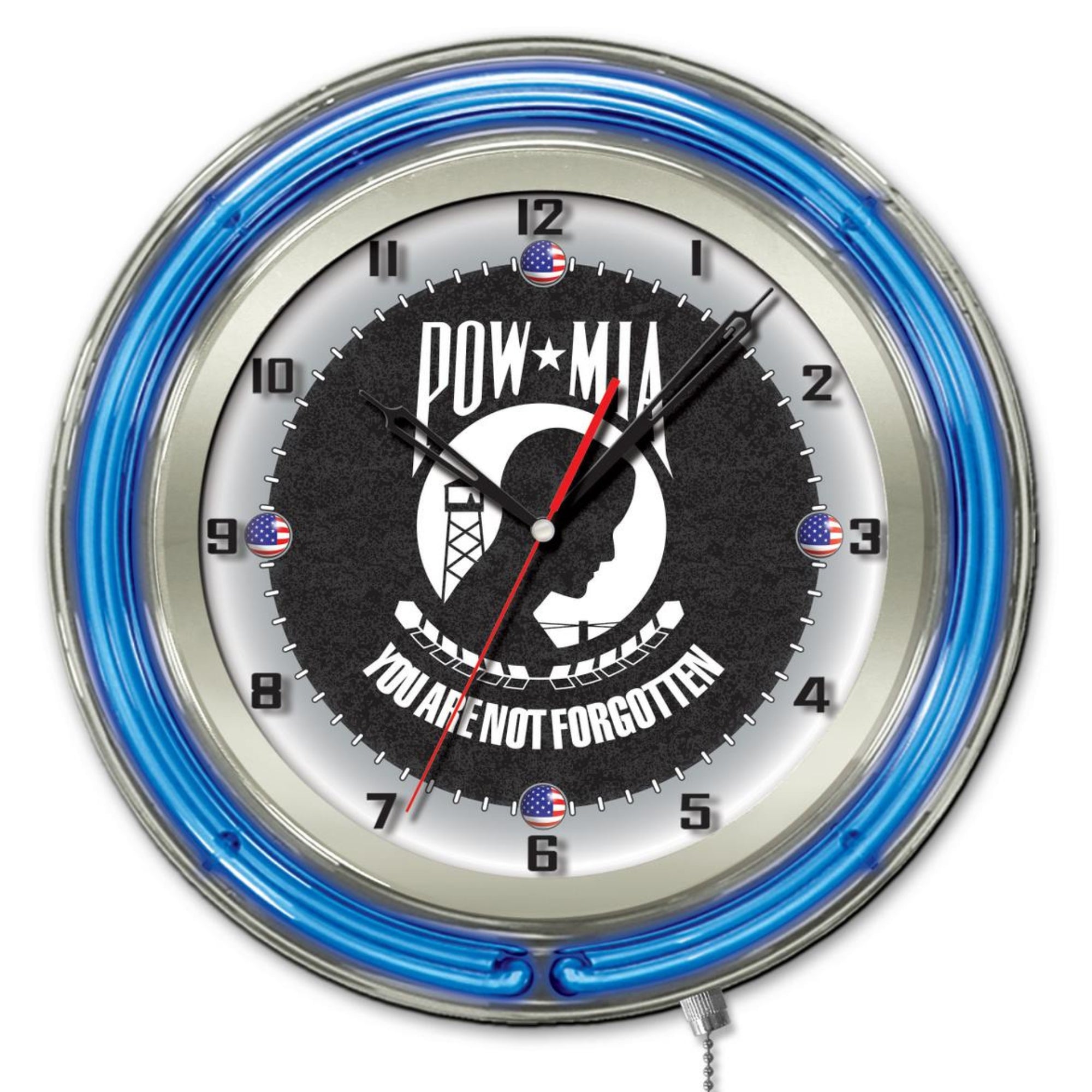 POW/MIA 19" Double Neon Wall Clock