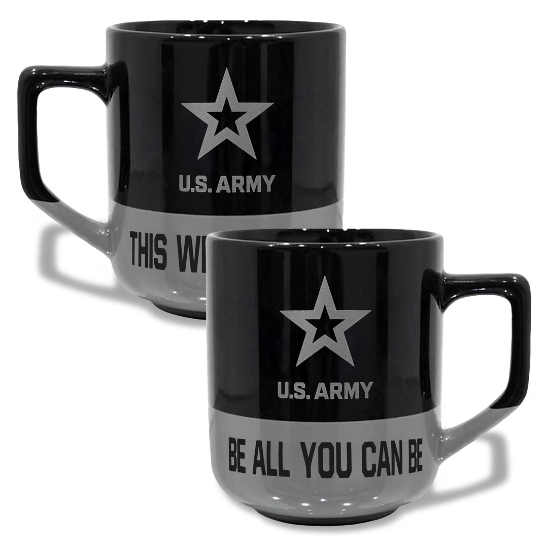 Army Star 20oz Color Block Ceramic Mug (Black/Grey)