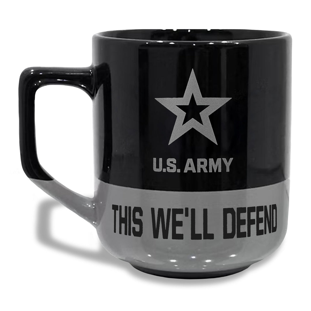 Army Star 20oz Color Block Ceramic Mug (Black/Grey)