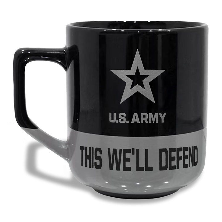 Army Star 20oz Color Block Ceramic Mug (Black/Grey)