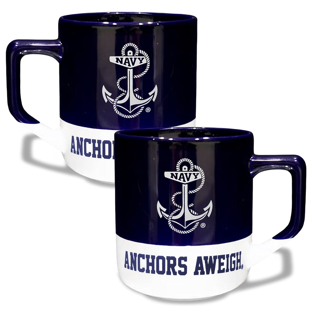 Navy Anchor 20oz Color Block Ceramic Mug (Colbalt/White)