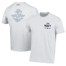 Load image into Gallery viewer, Navy Under Armour 2023 Rivalry Anchor Silent Service Performance Cotton T-Shirt (White)