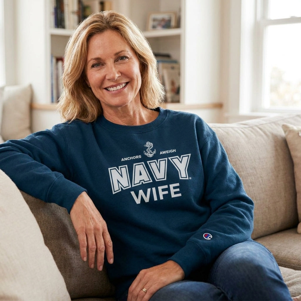 Navy Family Women's Champion Crewneck Sweatshirts