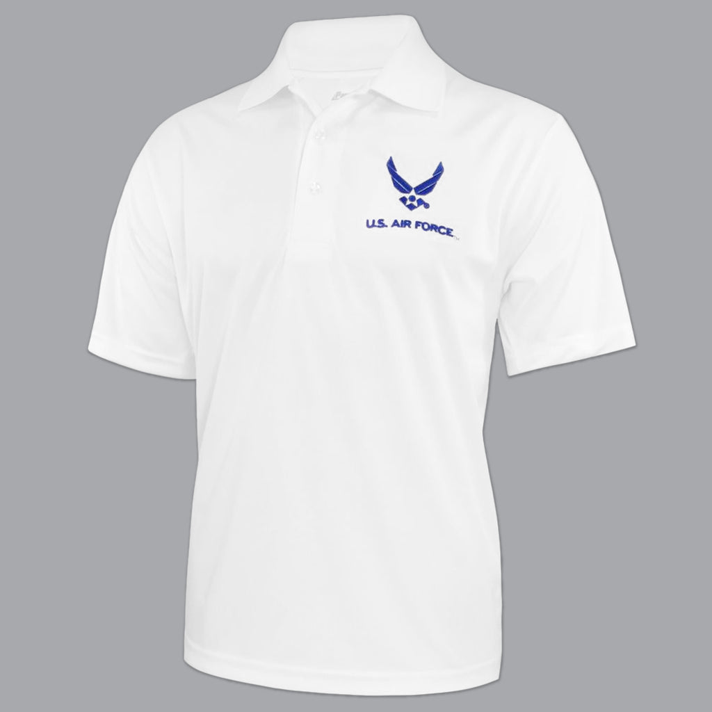 Air Force Wings Embroidered Performance Polo (White)