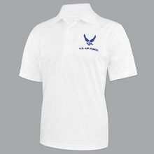 Load image into Gallery viewer, Air Force Wings Embroidered Performance Polo (White)