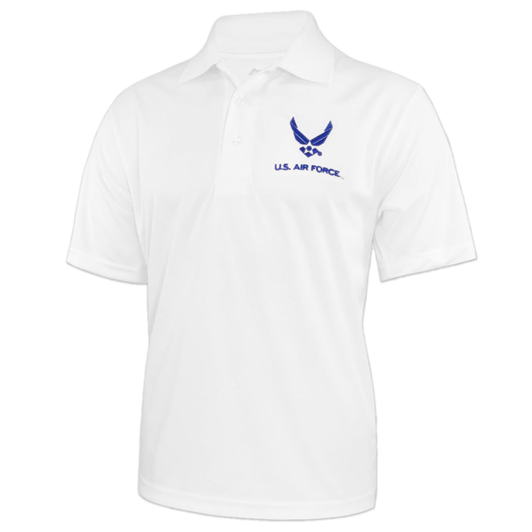 Air Force Wings Embroidered Performance Polo (White)