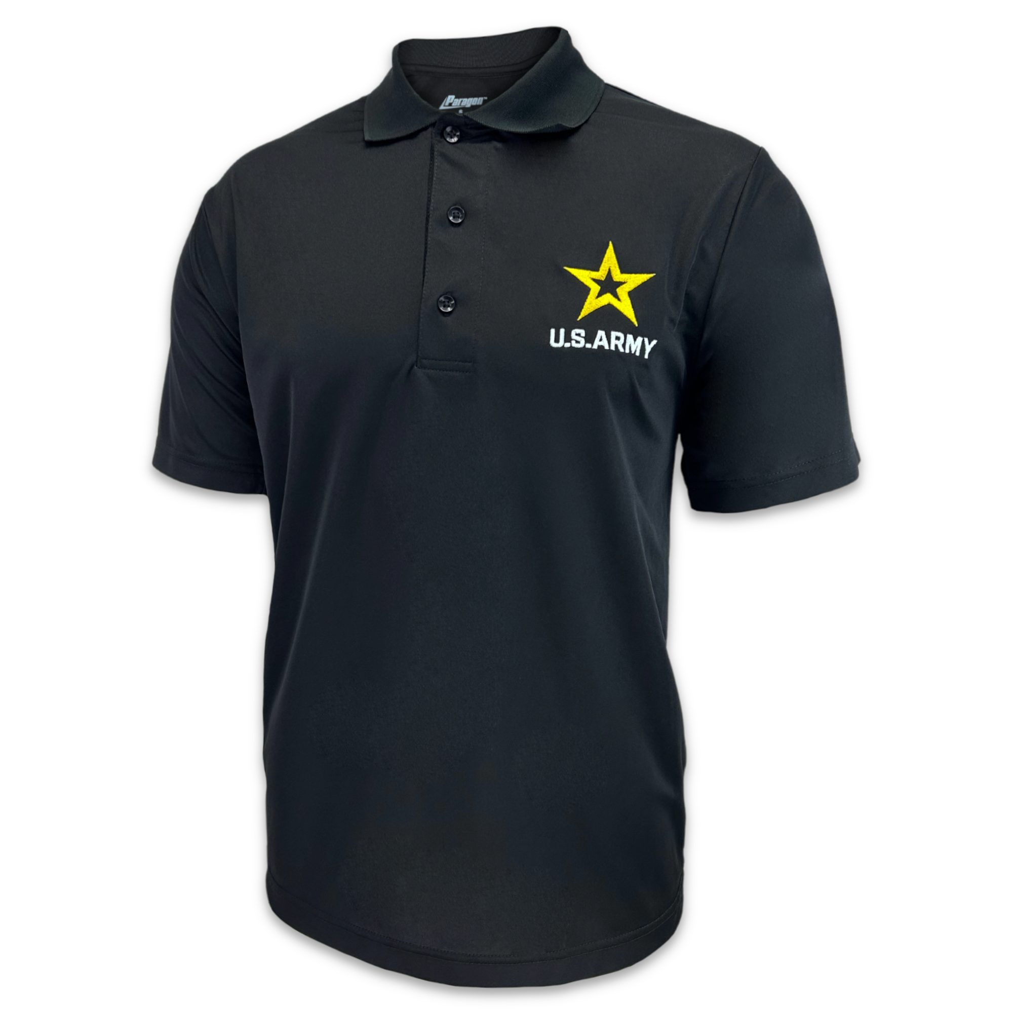 Army Star Embroidered Performance Polo (Black)