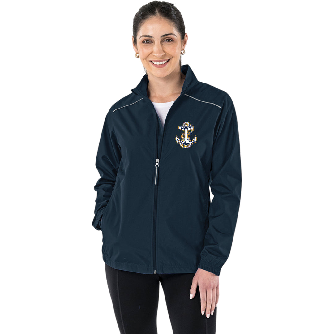 Navy Anchor Ladies Pack-N-Go Full Zip Jacket (Navy)