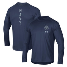 Load image into Gallery viewer, Navy Under Armour 2023 Rivalry Anchor Silent Service Spine Long Sleeve T-Shirt (Navy)