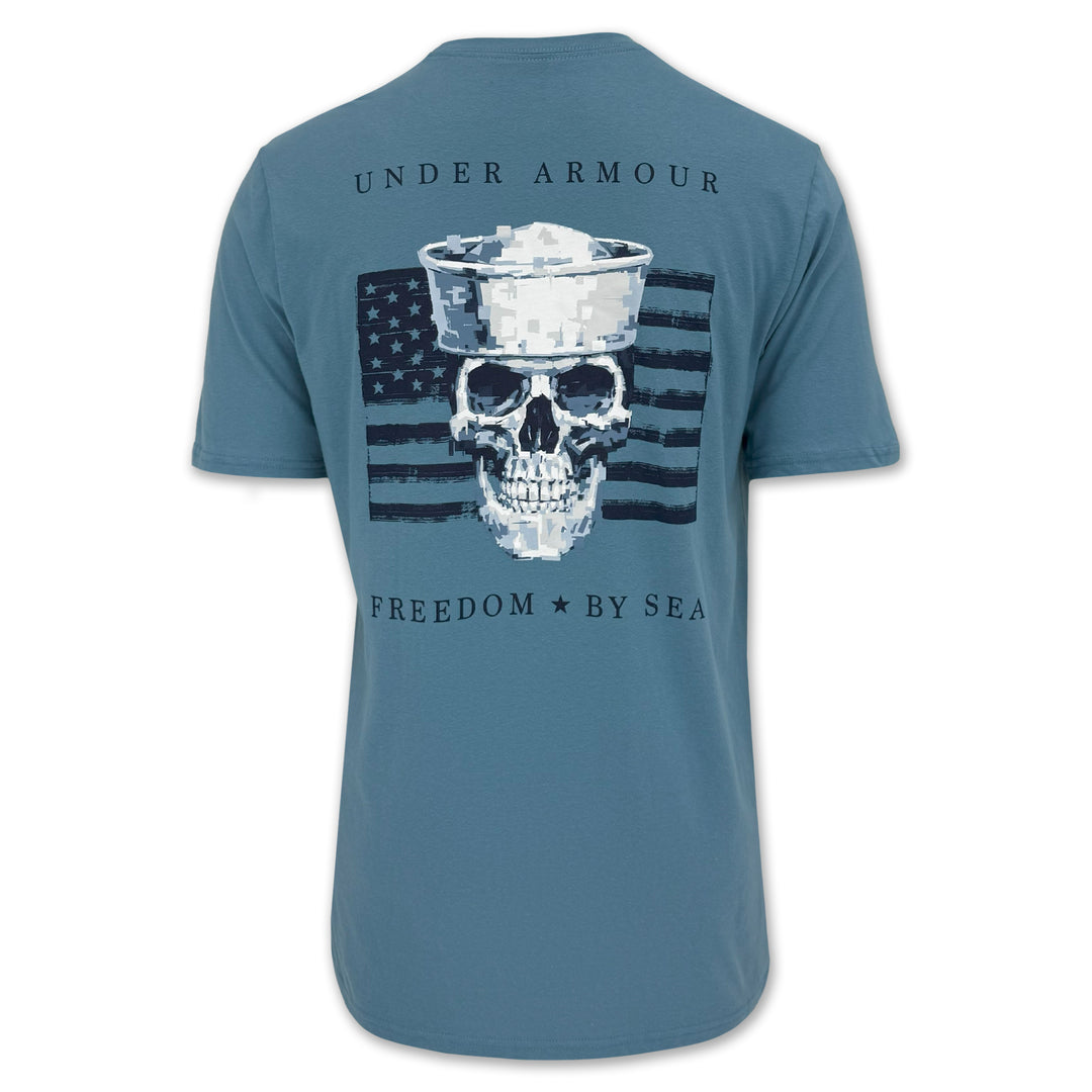 Navy Under Armour Freedom By Sea Skull T-Shirt (Blue)