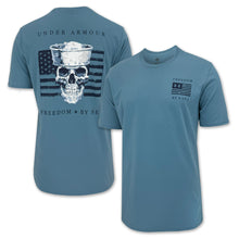 Load image into Gallery viewer, Navy Under Armour Freedom By Sea Skull T-Shirt (Blue)