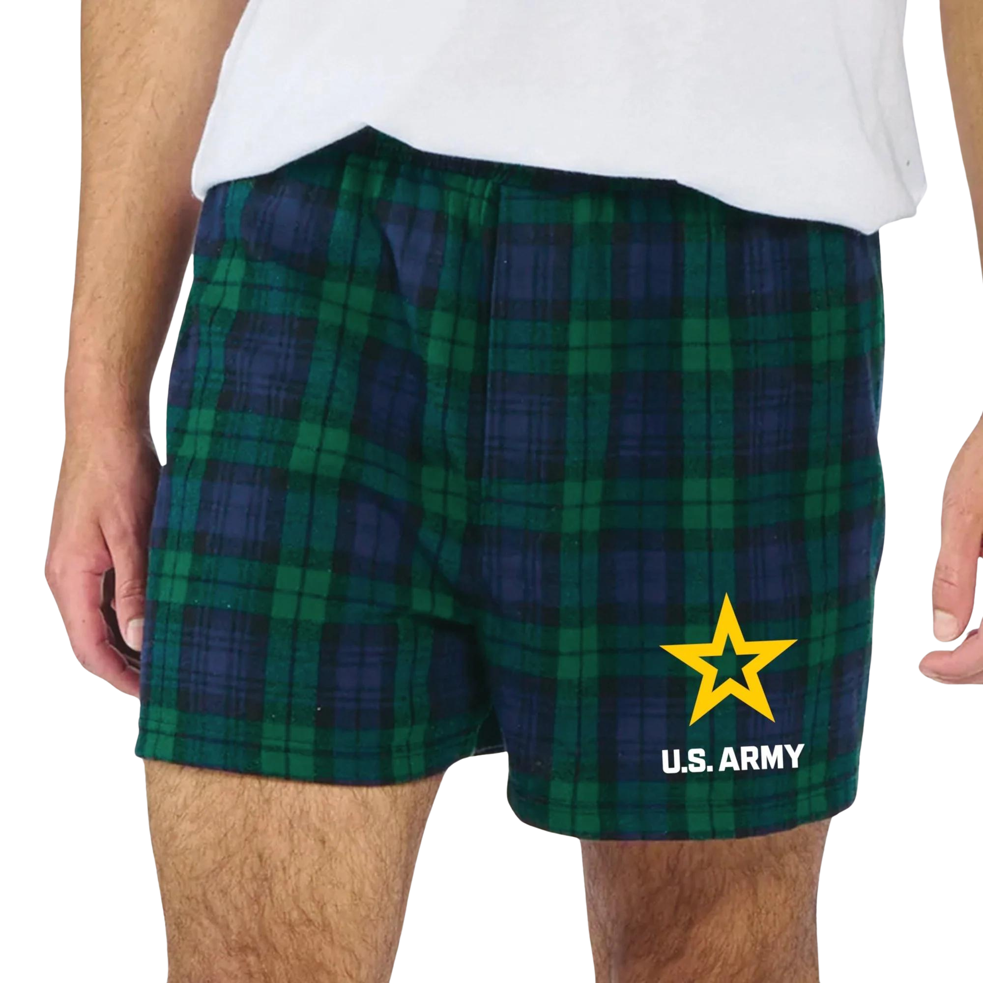 Army Star Mens Flannel Shorts (Blackwatch)