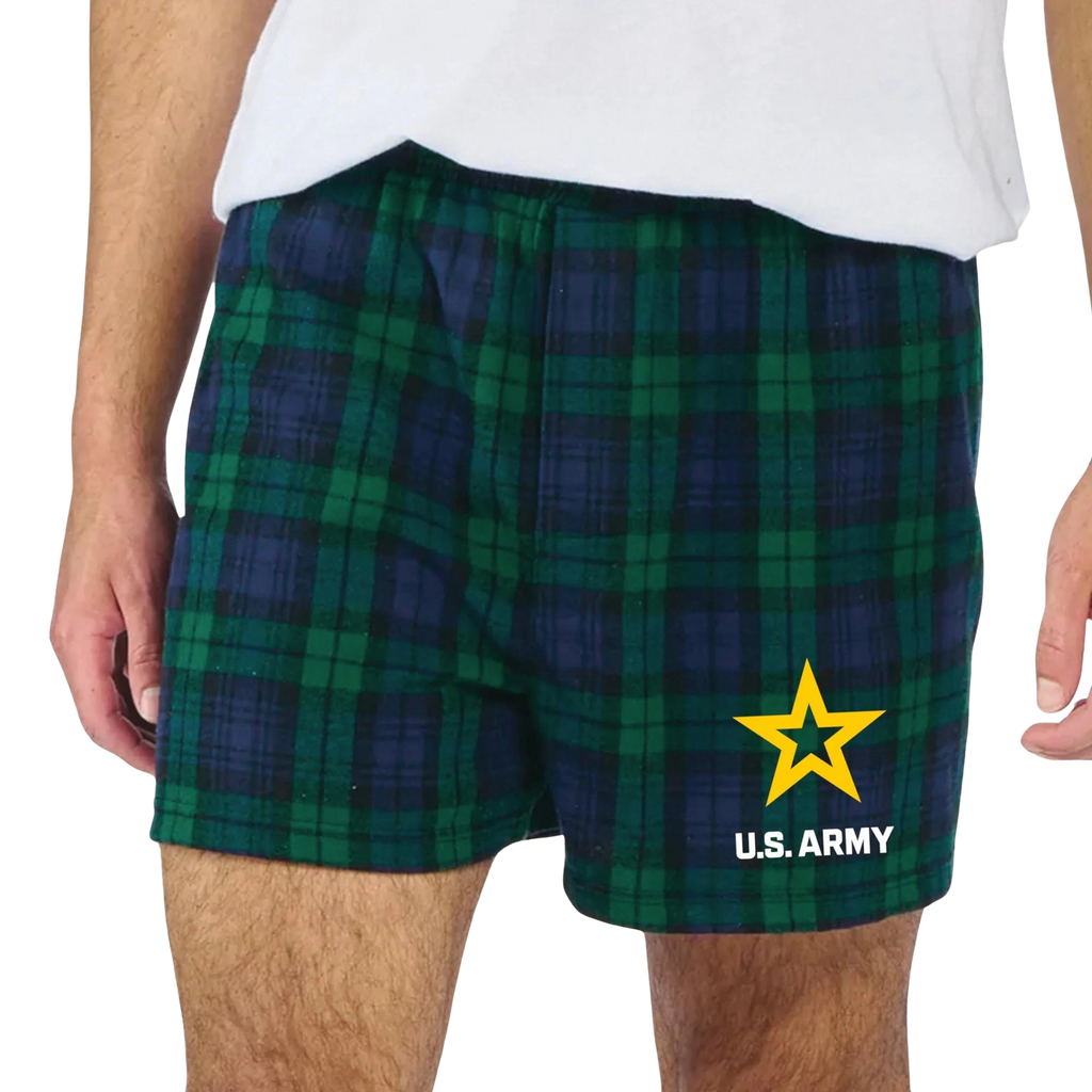 Army Star Mens Flannel Shorts (Blackwatch)