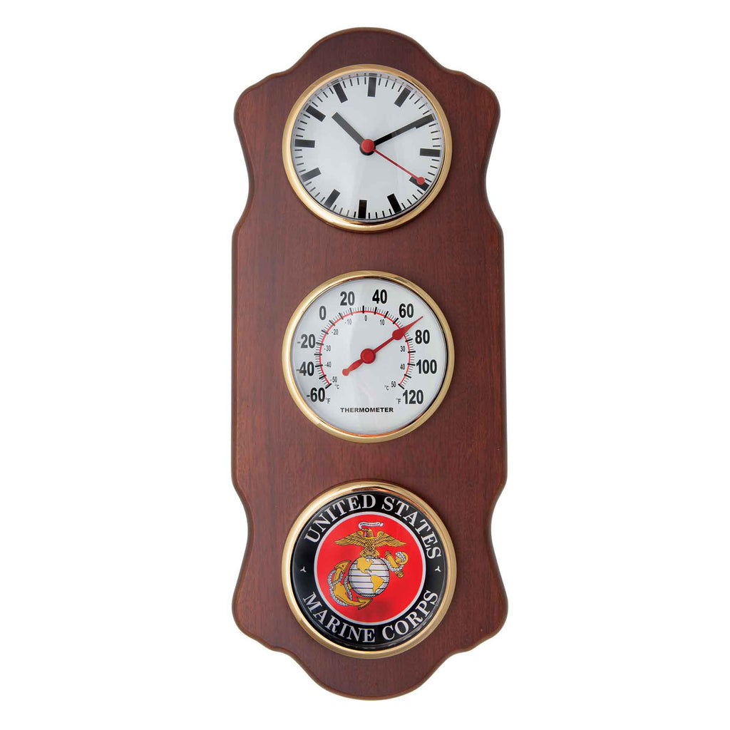 Marines Plaque Temperature/Humidity Wall Clock
