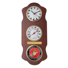 Load image into Gallery viewer, Marines Plaque Temperature/Humidity Wall Clock