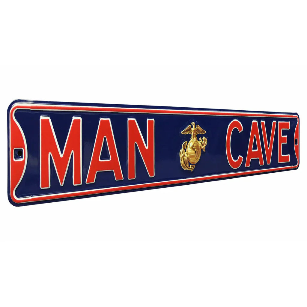 USMC Man Cave Enlisted Embossed Steel Street Sign (36" x 6")