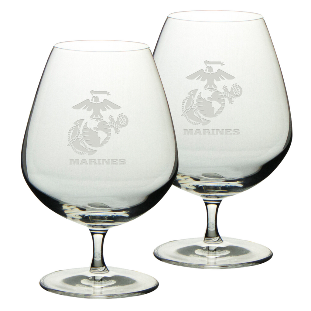 Marines EGA Set of Two 21oz Brandy Snifter Glasses
