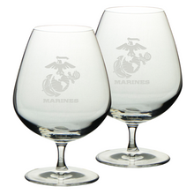 Load image into Gallery viewer, Marines EGA Set of Two 21oz Brandy Snifter Glasses
