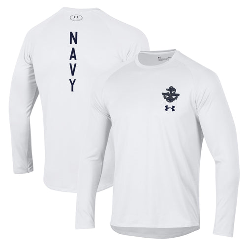 Navy Under Armour 2023 Rivalry Anchor Silent Service Spine Long Sleeve T-Shirt (White)
