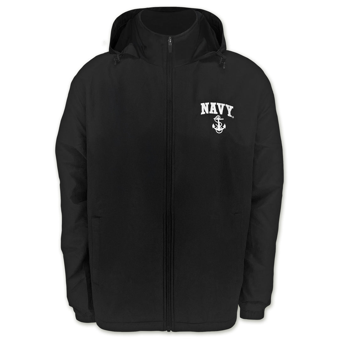 Navy Anchor Atmos Pro Fleece Lined Hooded Jacket (Black)