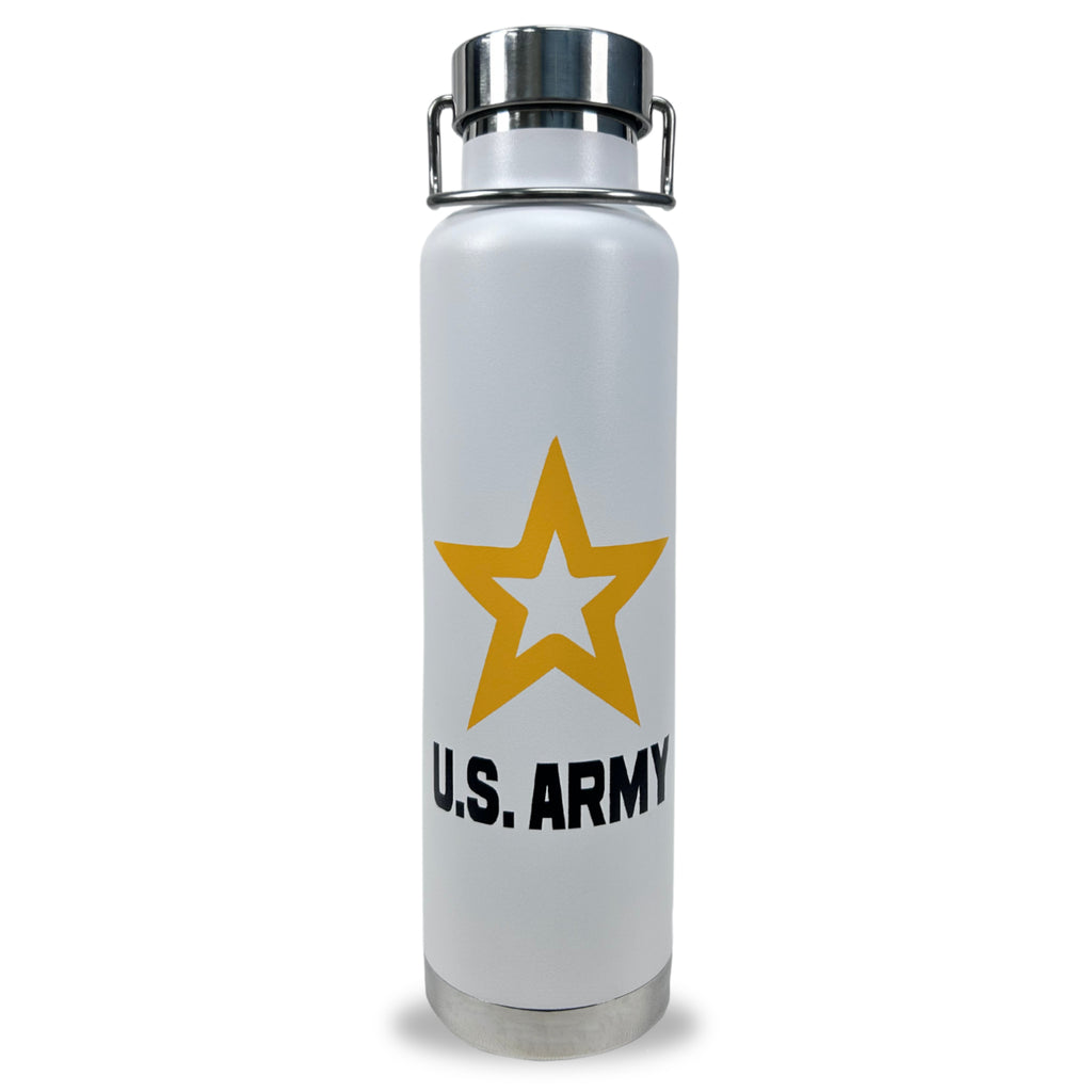 Army Star Stainless Water Bottle (White)