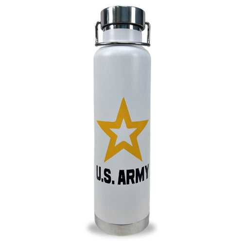 Army Star Stainless Water Bottle (White)