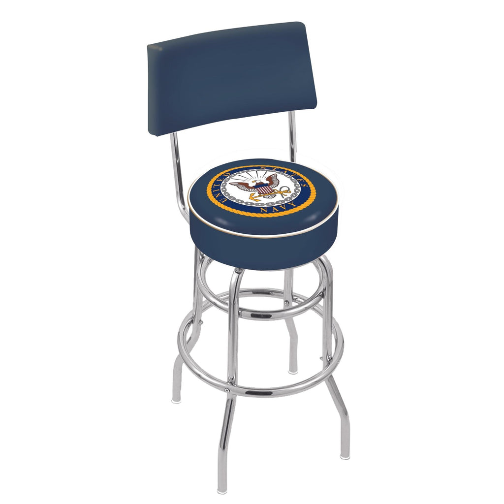 Navy Eagle Stool with Back (Chrome Finish)