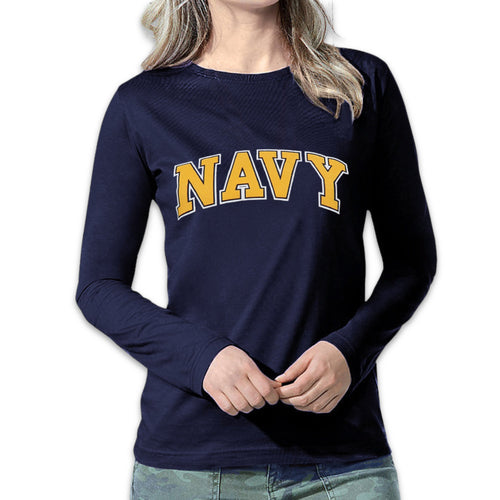 Navy Ladies Arch Scoop Neck Long Sleeve T-Shirt (Navy)