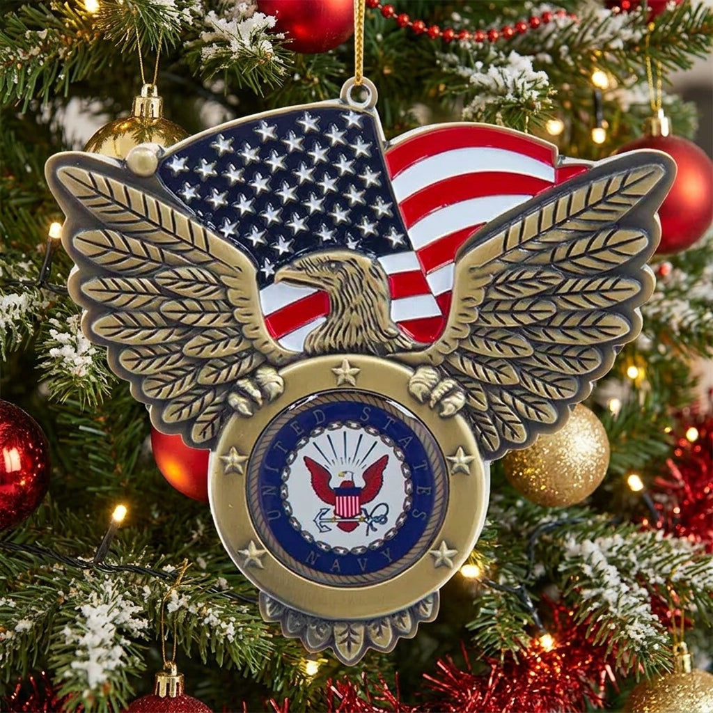 Navy Seal/Eagle with American Flag Metal Ornament
