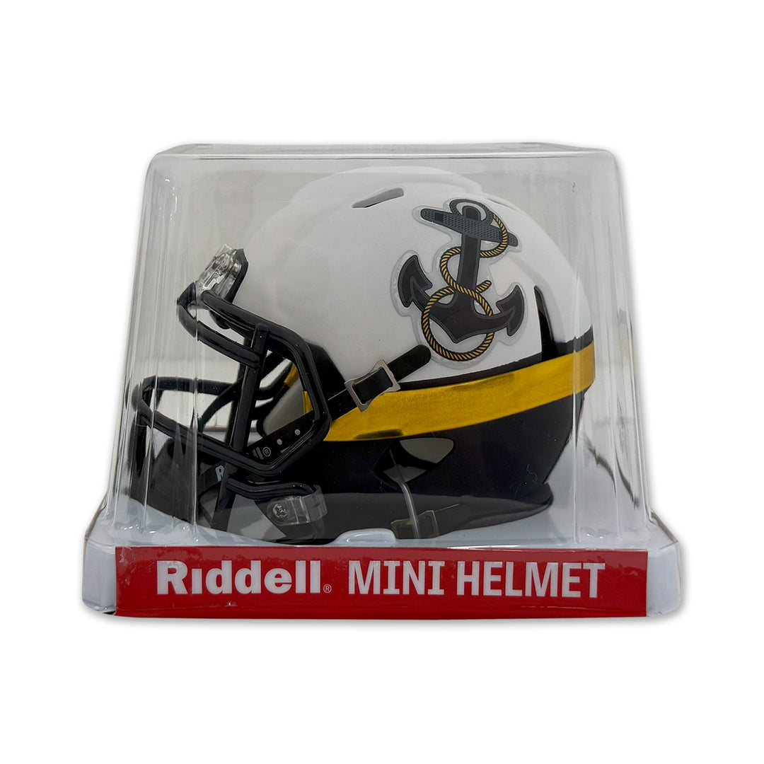 Navy Anchor Midshipmen Mini Speed Football Helmet (White)