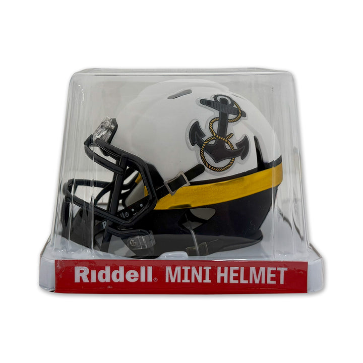 Navy Anchor Midshipmen Mini Speed Football Helmet (White)