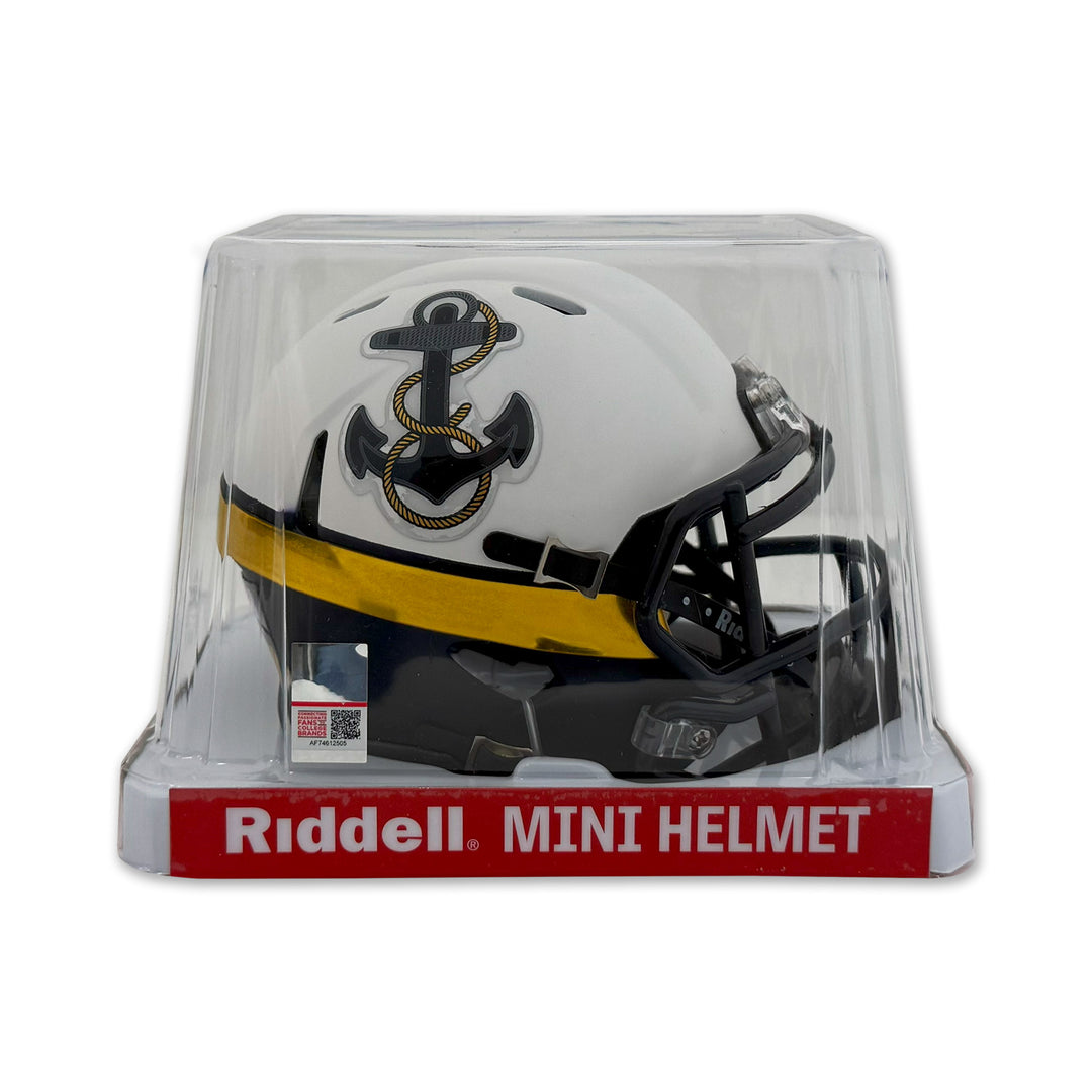 Navy Anchor Midshipmen Mini Speed Football Helmet (White)