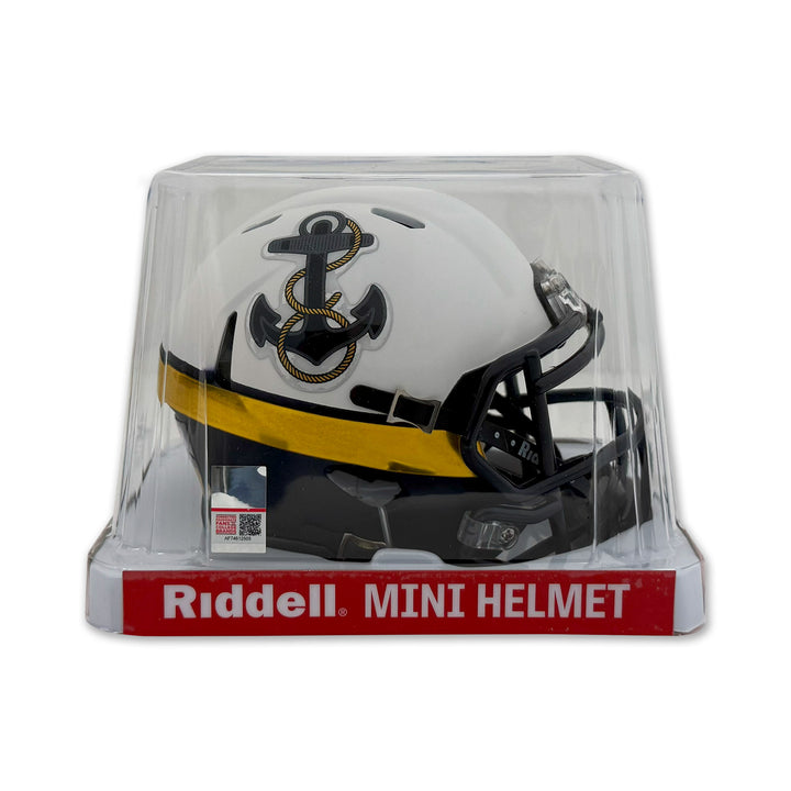 Navy Anchor Midshipmen Mini Speed Football Helmet (White)