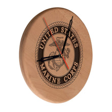 Load image into Gallery viewer, United States Marine Corps 13&quot; Solid Wood Engraved Clock