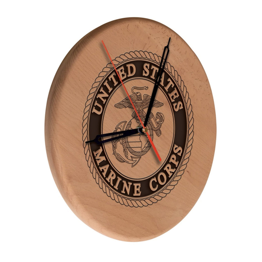 United States Marine Corps 13" Solid Wood Engraved Clock*