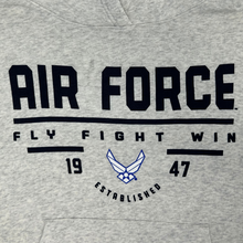 Load image into Gallery viewer, Air Force Ladies Under Armour Fly Fight Win All Day Fleece Hood (Silver Heather)
