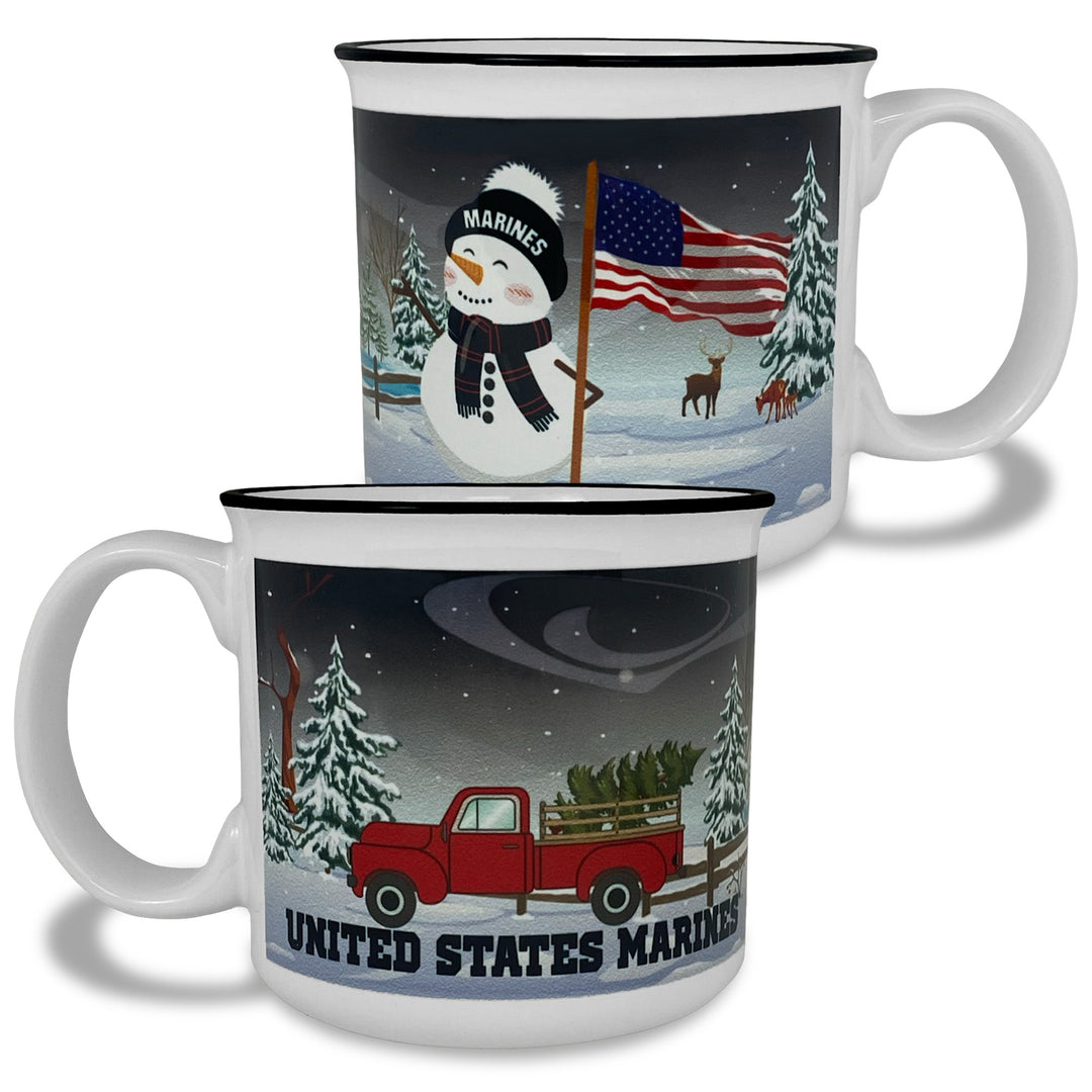 Marines Winter Scene 15oz Sublimated Campfire Mug (White)