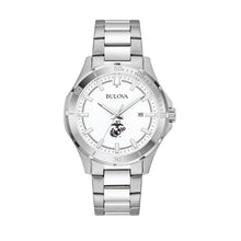 Load image into Gallery viewer, Marines EGA Bulova Men&#39;s Sport Classic Stainless Steel Watch (White Dial)