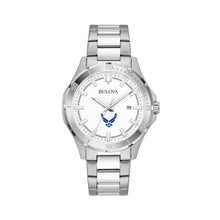 Load image into Gallery viewer, Air Force Wings Bulova Men&#39;s Sport Classic Stainless Steel Watch (White Dial)