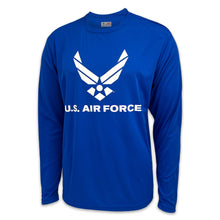 Load image into Gallery viewer, Air Force Wings Logo Performance Long Sleeve T (Royal)