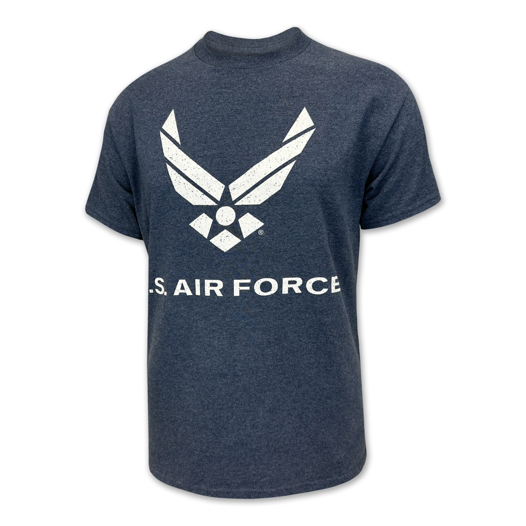 Air Force Distressed Wings T-Shirt (Heather Navy)