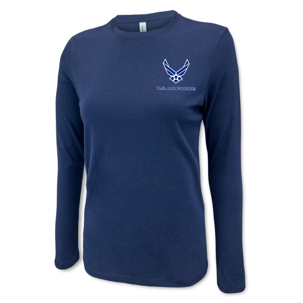 Pick Your Design Air Force Ladies Long Sleeve T-Shirt (Navy)