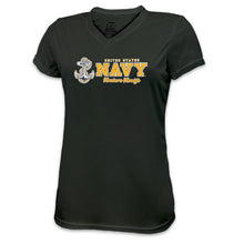 Load image into Gallery viewer, Navy Ladies Anchors Aweigh Performance T-Shirt