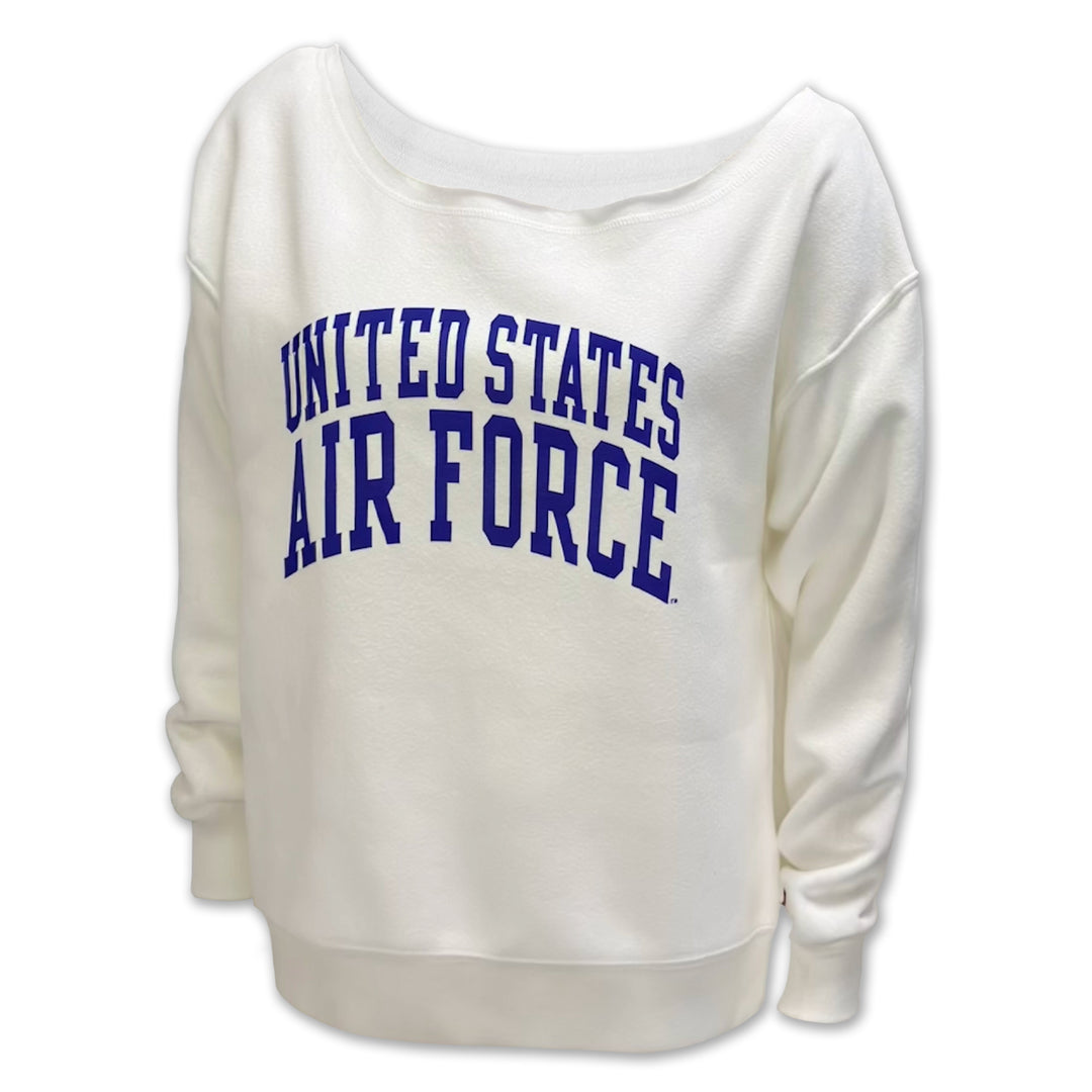 Air Force Ladies Tiffany Off the Shoulder Sweatshirt (White)