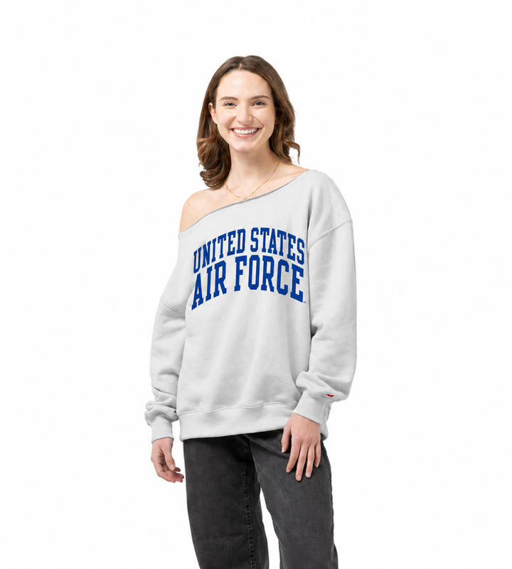 Air Force Ladies Tiffany Off the Shoulder Sweatshirt (White)