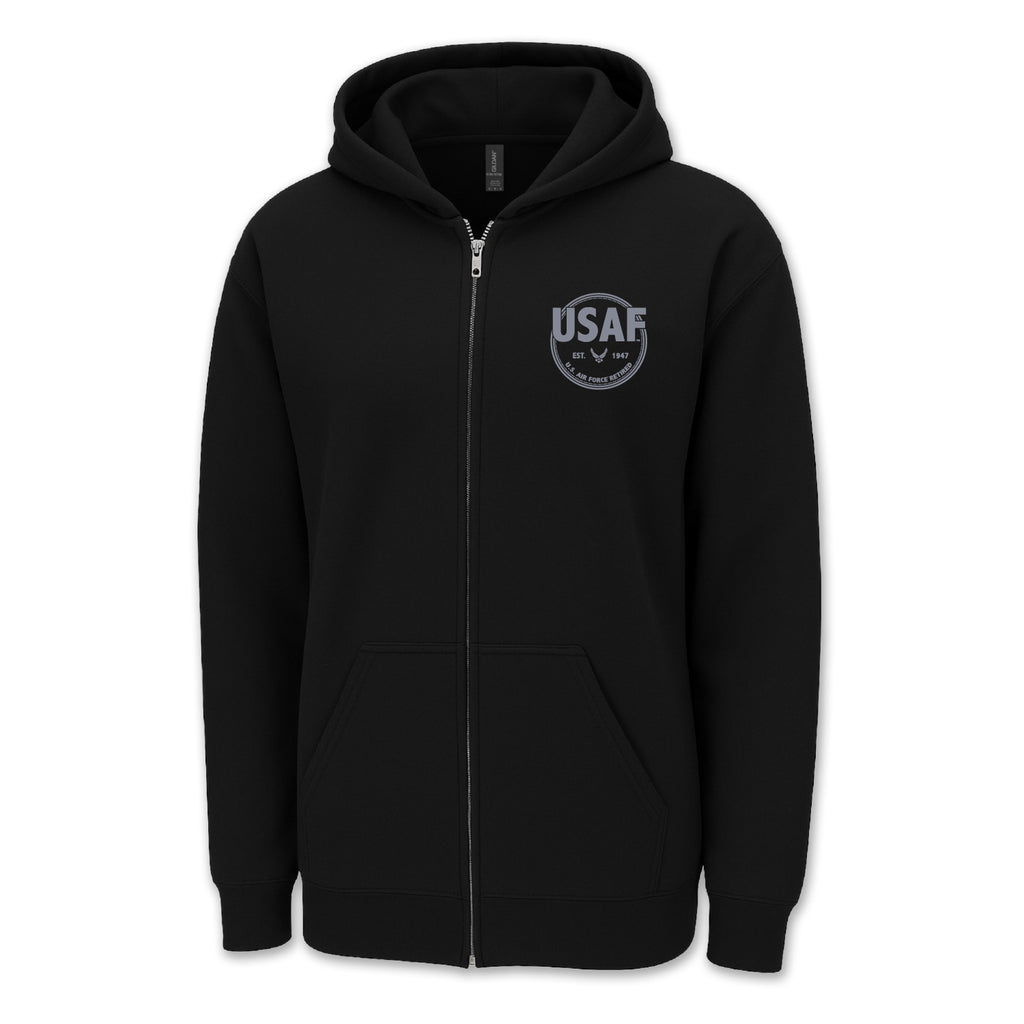 Pick Your Design Air Force Full Zip Hooded Sweatshirt (Black)