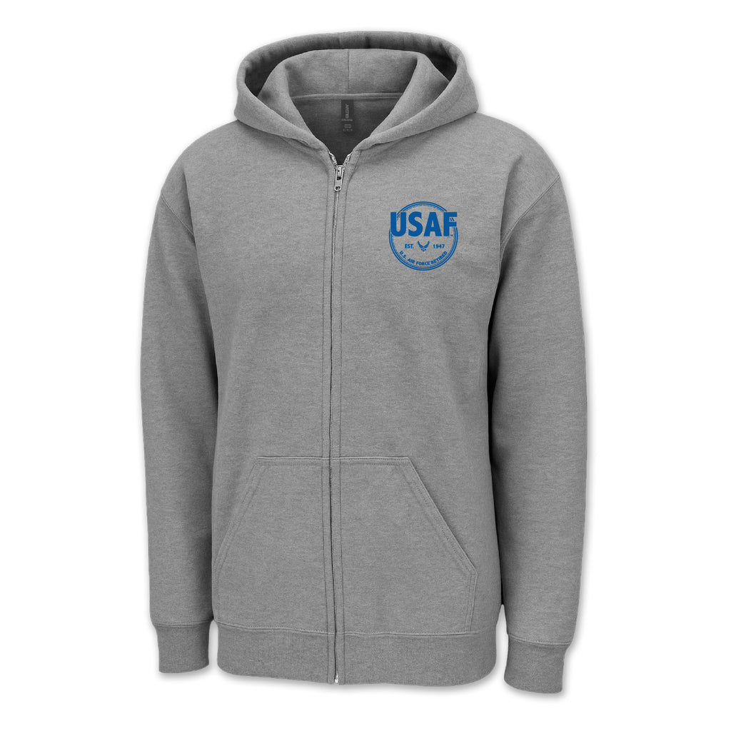 Pick Your Design Air Force Full Zip Hooded Sweatshirt (Grey)